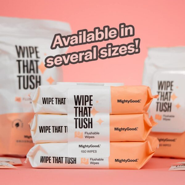 Wipe That Tush On-The-Go Flushable Wet Wipes - 1 Pack, 30 Wipes - Individually Wrapped Extra-Large Wipes with Aloe - Hypoallergenic & Unscented - Septic and Sewer Safe - Image 7